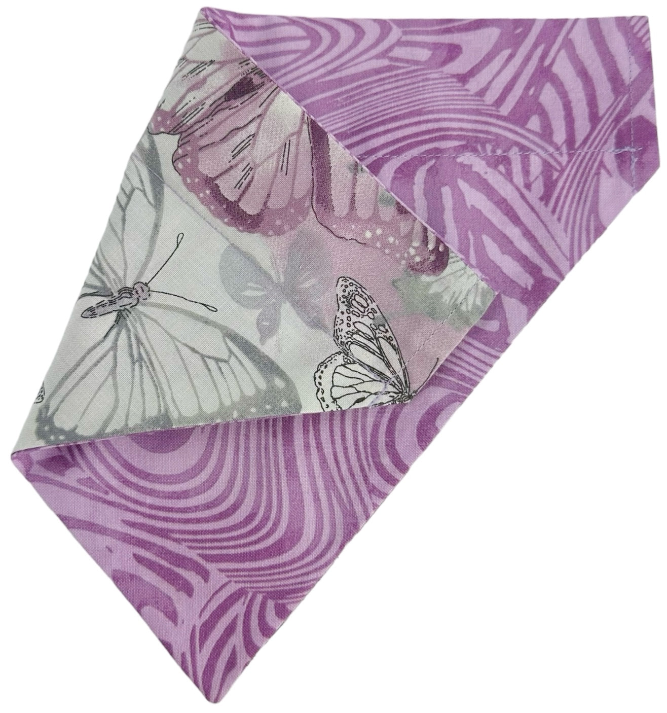 Watercolor Butterflies and Purple Marble Handmade Reversible Slip-on Bandana