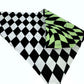 Harlequin and Warped Plaid Handmade Reversible Slip-on Bandana