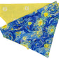 Starry Night and Daisies Handmade Reversible Slip-on Bandana