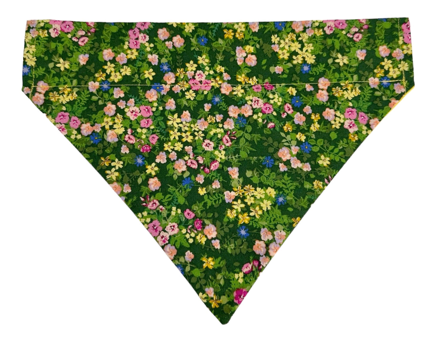 Embroidered Daisies and Forest Flowers Handmade Reversible Slip-on Bandana