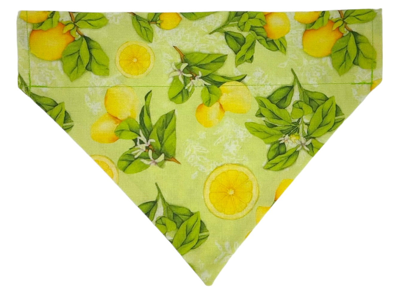 Lemon Blossoms and Green Flowers Handmade Reversible Slip-on Bandana