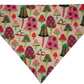 Mushrooms and Green Flowers Handmade Reversible Slip-on Bandana