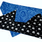 Geode Blue and Glow-in-the-Dark Bones Handmade Reversible Slip-on Bandana