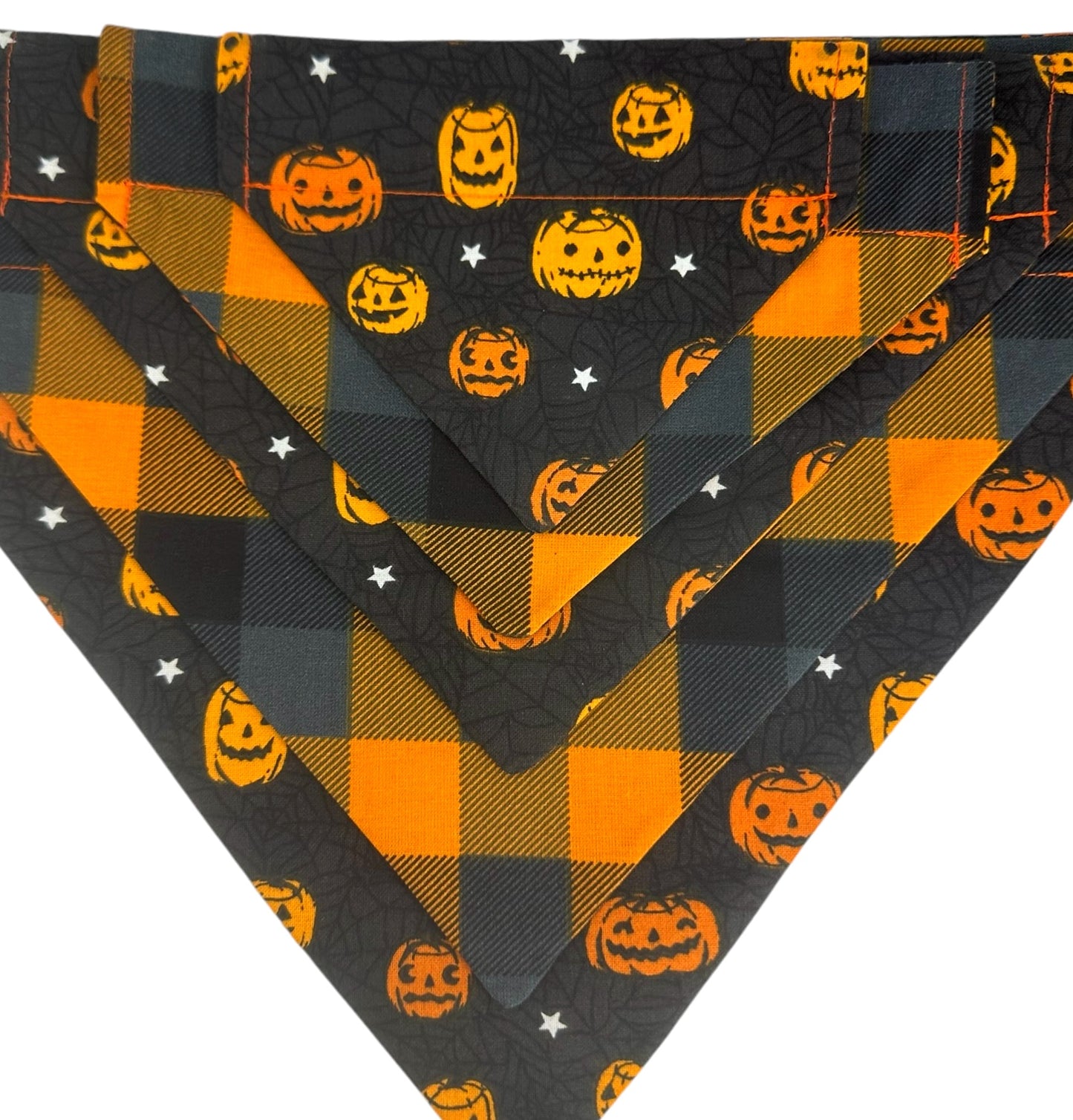 Jack-O’-Lantern Handmade Reversible Slip-on Bandana