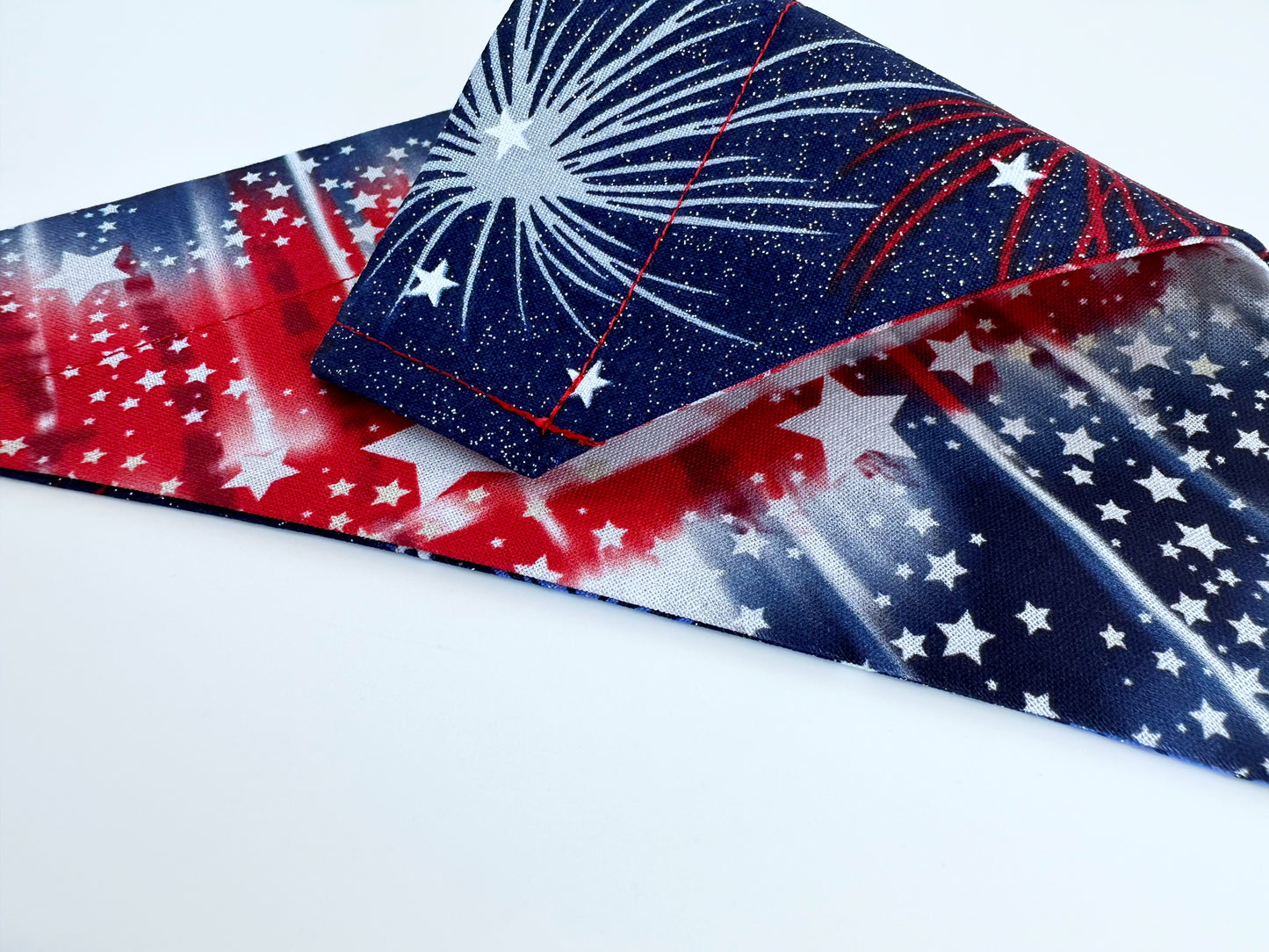 Stars and Fireworks Handmade Reversible Slip-on Bandana