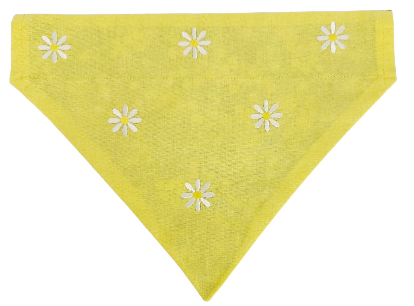 Embroidered Daisies and Forest Flowers Handmade Reversible Slip-on Bandana