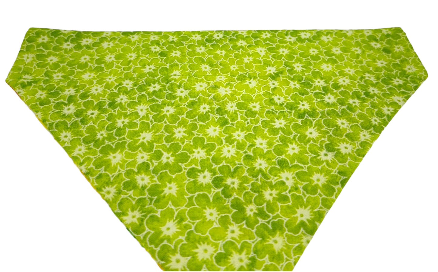 Citrus and Green Flowers Handmade Reversible Slip-on Bandana