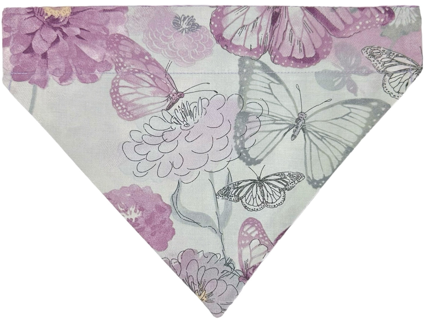 Watercolor Butterflies and Purple Marble Handmade Reversible Slip-on Bandana