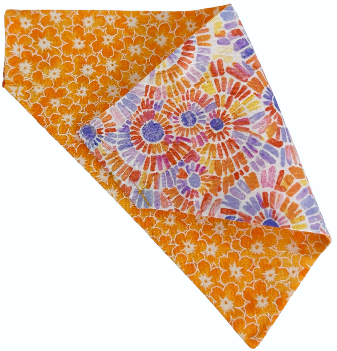 Orange Blossoms and Mosaics Handmade Reversible Slip-on Bandana