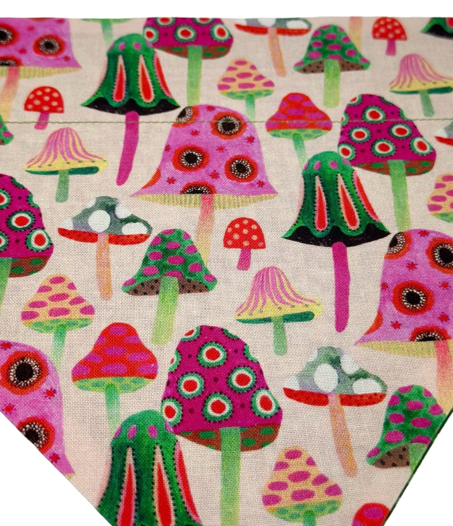 Mushrooms and Flowers Handmade Reversible Slip-on Bandana