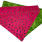 Watermelon and Dark Green Handmade Reversible Slip-on Bandana