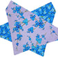 Golden Blue Flowers Handmade Reversible Slip-on Bandana