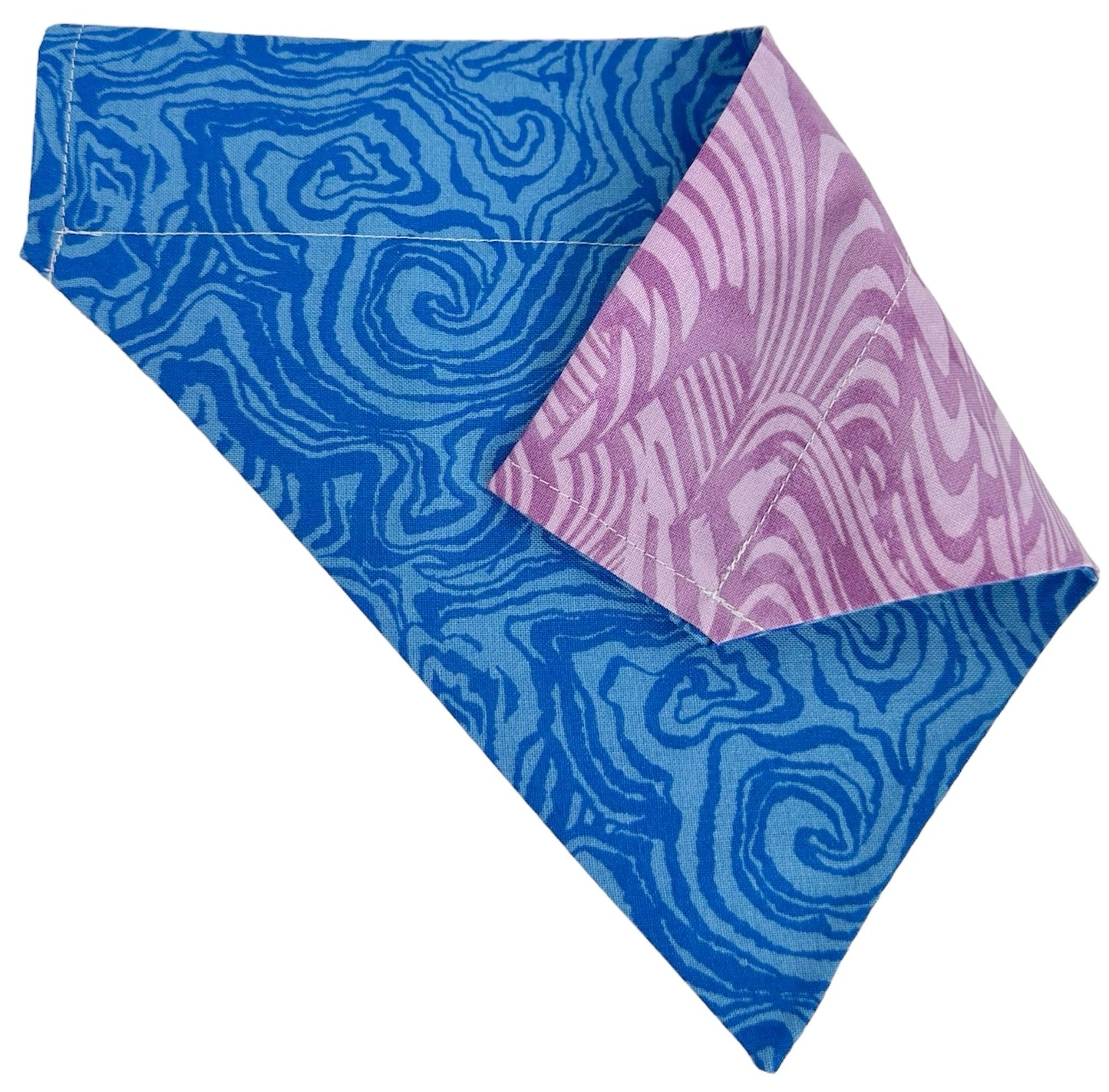 Blue Marble and Purple Marble Handmade Reversible Slip-on Bandana