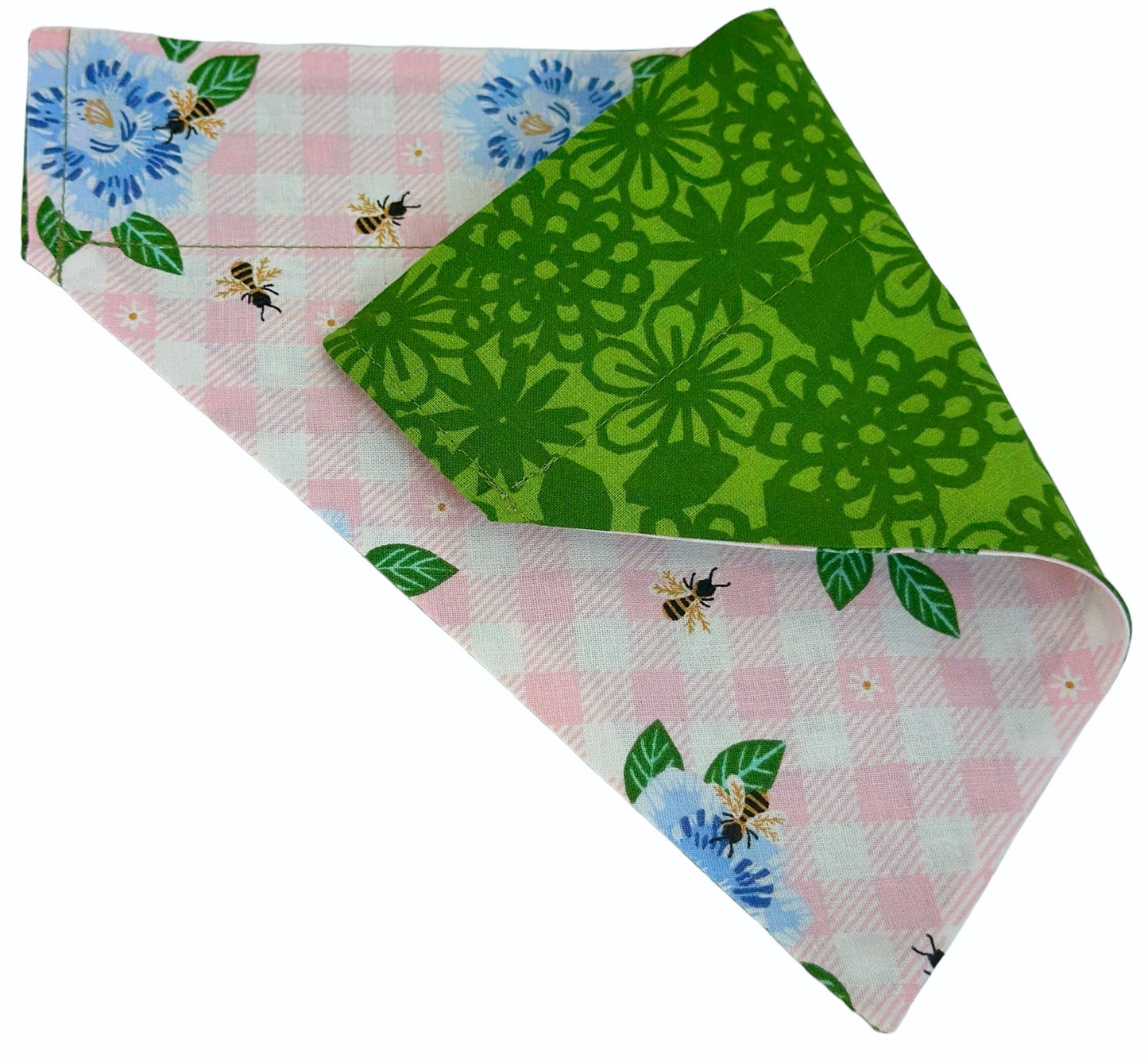 BEEutiful Picnic and Flowers Handmade Reversible Slip-on Bandana