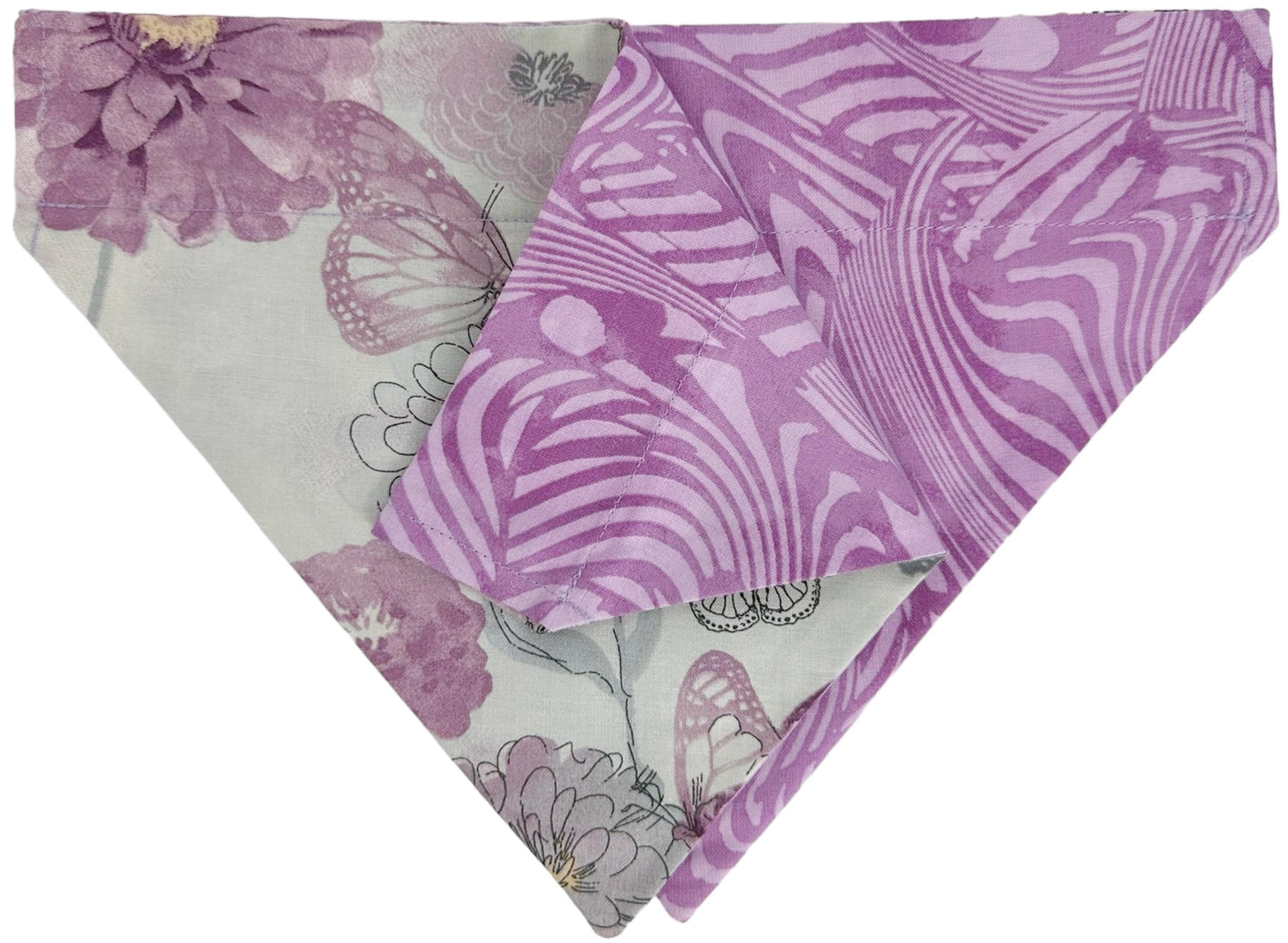 Watercolor Butterflies and Purple Marble Handmade Reversible Slip-on Bandana